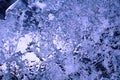 Blue ice crystal the ice surface. Macro closeup of ice crystals. Royalty Free Stock Photo