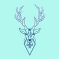 Blue ice deer in Ukrainian cross-stitch style