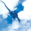 Blue ice dragon on frozen land cool view