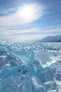 Blue ice field with big blocks Royalty Free Stock Photo