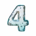 Blue ice font Number 4 FOUR 3D Royalty Free Stock Photo