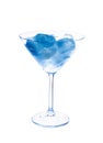 Blue ice in martini glass. Royalty Free Stock Photo