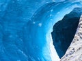 Blue Ice at the Mer de Glace glacier cave, Chamonix, France Royalty Free Stock Photo