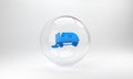 Blue Ice resurfacer icon isolated on grey background. Ice resurfacing machine on rink. Cleaner for ice rink and stadium