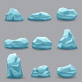 Blue ice rock stones set vector art collection Royalty Free Stock Photo