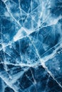 Blue ice texture with intricate cracks, winter backdrop for design with copy space Royalty Free Stock Photo