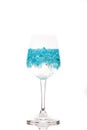 Blue ice in wine glass Royalty Free Stock Photo