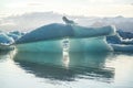 Blue iceberg with reflection at ice lagoon Jokulsarlon, Iceland Royalty Free Stock Photo