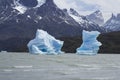 Blue icebergs in Grey Lake, Torres del Paine, Patagonia, Chile Royalty Free Stock Photo