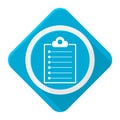 Blue icon clipboard list with long shadow