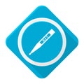 Blue icon electronic thermometer with long shadow Royalty Free Stock Photo