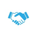 blue icon handshake isolated on white background Royalty Free Stock Photo