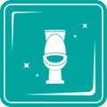 Blue icon with shiny white toilet