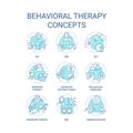 Blue icons representing behavioral therapy concepts Royalty Free Stock Photo
