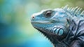 Blue Iguana closeup head, Blue Iguana, Grand Cayman Blue Iguana, blurred background. generative ai Royalty Free Stock Photo