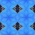 Blue Ikat Asian Traditional Fabric Seamless Pattern Background