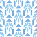 Blue ikat seamless vector pattern. Textile fabric