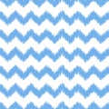 Blue ikat seamless vector pattern. Textile fabric