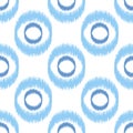 Blue ikat seamless vector pattern. Textile fabric