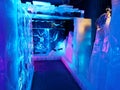 Blue illuminated ice corridor magic underwater world