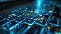 Blue Illuminated Keyboard with Sparkling Dust