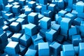 A blue image of many cubes with a blue background. Royalty Free Stock Photo