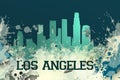 Blue Image of silhouete of los Angeles with stains.