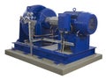 Blue industrial compressor on white