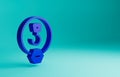 Blue Industrial hook icon isolated on blue background. Crane hook icon. Minimalism concept. 3D render illustration