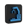 Blue Industrial machine robotic robot arm hand factory icon isolated on transparent background. Industrial robot