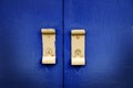 Blue Industrial Metal Door with Handles for Opening and Locks