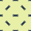 Blue Industry metallic pipe icon isolated seamless pattern on yellow background. Vector Illustration