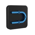 Blue Industry metallic pipe icon isolated on transparent background. Black square button.