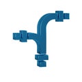 Blue Industry metallic pipe icon isolated on transparent background. Plumbing pipeline parts of different shapes.