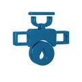 Blue Industry metallic pipe and valve icon isolated on transparent background.