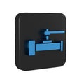 Blue Industry metallic pipes and valve icon isolated on transparent background. Black square button.