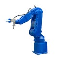 Blue industry robotic arm isolated included clipping path Royalty Free Stock Photo
