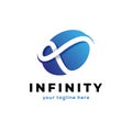 Blue infinity logo in an ellipse shape Royalty Free Stock Photo