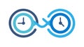 Blue Infinity Symbol with Clock Face Vector, vector design Generative AI Royalty Free Stock Photo
