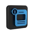 Blue Information icon isolated on transparent background. Black square button.