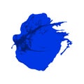 Blue Ink brush paint stroke with rough edges on white background Royalty Free Stock Photo