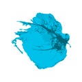 Blue Ink brush paint stroke with rough edges on white background Royalty Free Stock Photo