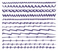 Blue ink lines. Grunge marker pattern marks