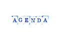 Blue ink of rubber stamp in word agenda on white paper background Royalty Free Stock Photo