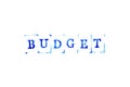 Blue ink of rubber stamp in word budget on white paper background Royalty Free Stock Photo