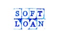 Blue ink of rubber stamp in word soft loan on white paper background Royalty Free Stock Photo