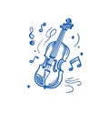 Hand-Drawn Violin and Music Notes Doodle Royalty Free Stock Photo