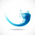 Blue ink splash logo. Abstract colorful water wave. Eco fluid stream design. Vector aqua grunge concept template Royalty Free Stock Photo