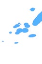 Blue ink stain effect on white background. Round color blots