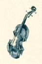 Blue ink violin sketch illustration